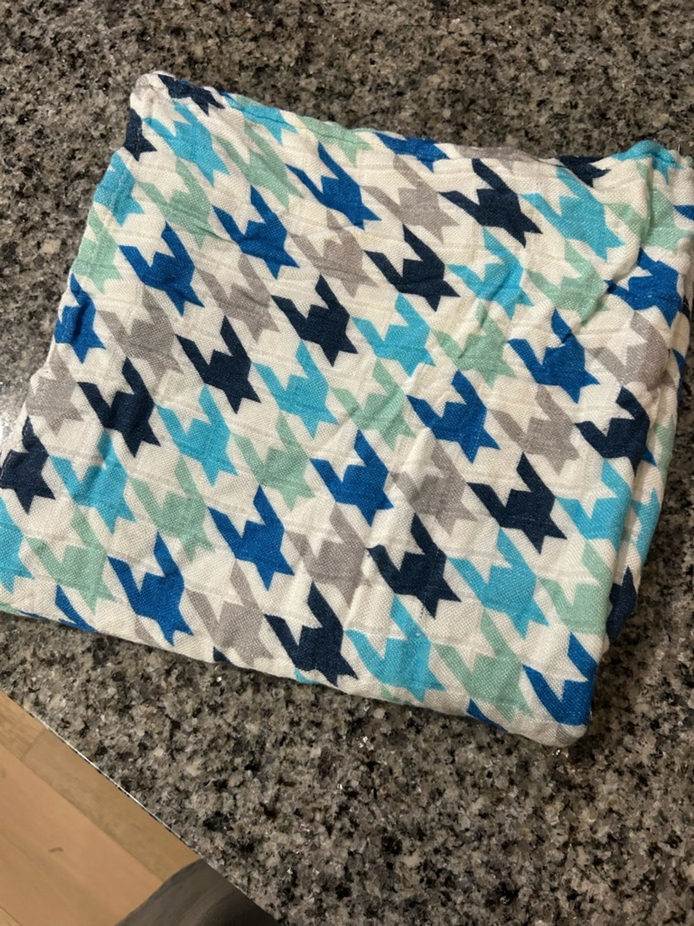 Tula Baby Blanket with Blue, Teal, Navy, Gray pattern